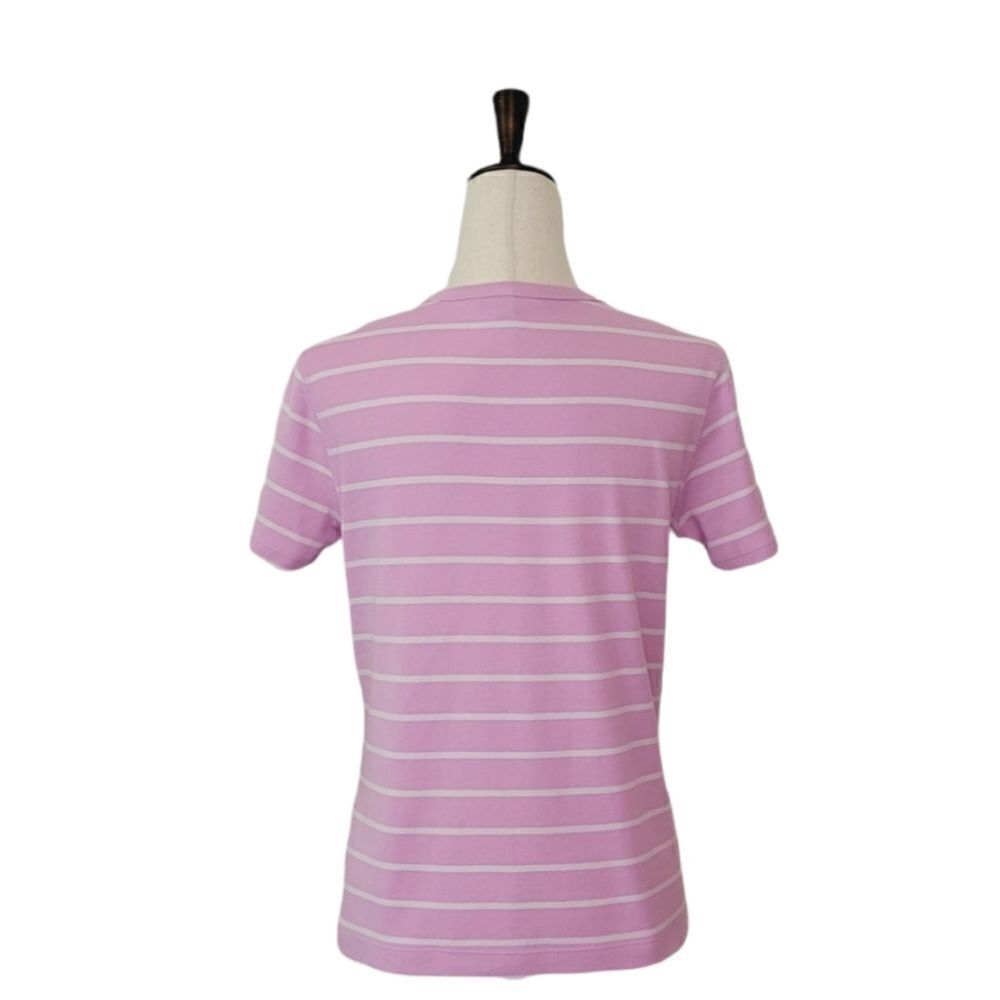 Lands' End Purple Striped V-neck Short Sleeve 100% Cotton T-shirt Size S - Picture 4 of 8